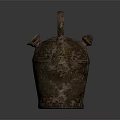Old Style Metal Kettle Household Appliance With Rustic Finish Dark Brown Handle And Small Spout