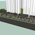 Modern Commercial Street With Stylish Shops Pedestrian Walkways And Green Landscapes