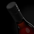Three Dark Brown Wine Bottles With White Labels Against Black Background 3d model