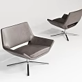 Modern Gray Office Chairs With Leather Upholstery And Metal Swivel Base