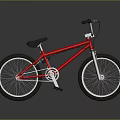 Red BMX Bicycle With Black Seat And Handlebar On Gray Background