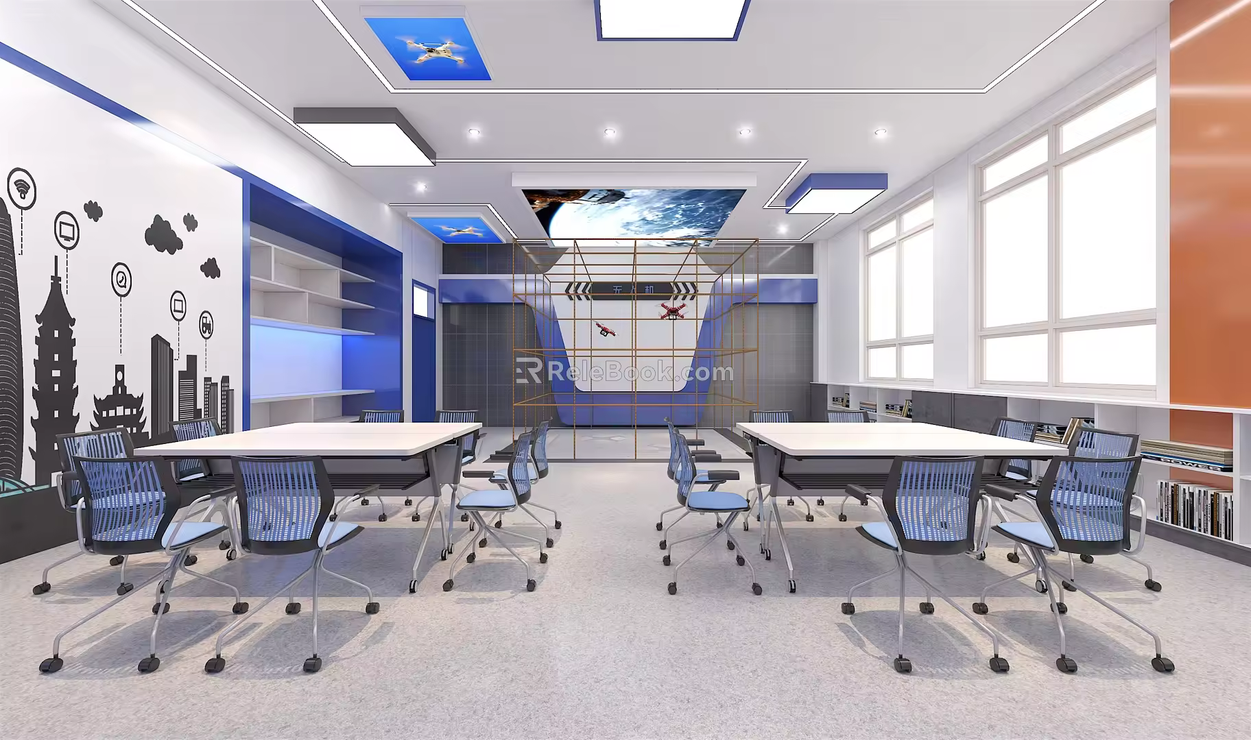 Modern Classroom UAV Classroom Modern Classroom Virtual Simulation Classroom Computer Classroom Robot Classroom 3d model