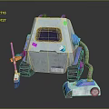 Colorful Treaded Cleaning Robot And Vacuum Cleaner With Modern Design Details