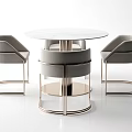 Elegant Modern Round Marble Table And Gray Chair Set With Metal Frame 3d model