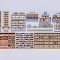 Different Wooden Bookcases With Open Shelves And Storage Design 3d model