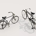Vintage Black Bicycles With Front Basket Rear Rack On White Background
