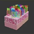 3D Rendered Biological Culture Structure with Transparent Tubes Purple Spheres and Textured Pink Base