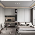 Minimalist Tatami Bedroom Interior Design With White Wardrobes Desk Window And Cozy Pillows