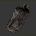 Old Worn Brown Leather Shoes With Torn Upper And Worn Sole Details