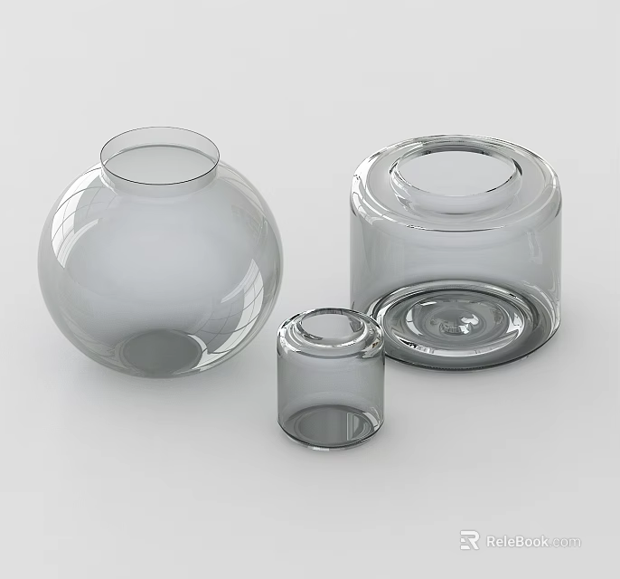 Transparent Glass Vases In Various Shapes For Home Decor And Flowers 3d model 
