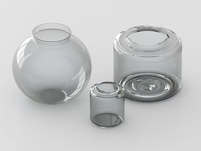 Transparent Glass Vases In Various Shapes For Home Decor And Flowers 3d model