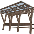 Wooden Canopy With Transparent Roof And Built In Bench For Outdoor Shade