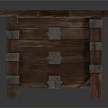 Medieval Style Wooden Chair With Metal Straps And Curved Legs Design