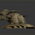Futuristic Armored Weapon System With Multiple Cannons And Sleek Design 3d model