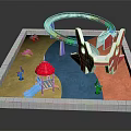 Colorful Playground Equipment With Slide House Shaped Climbing Structure And Circular Track
