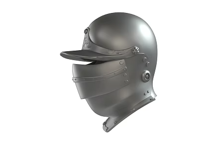 Medieval Metal Warrior Helmet with Face Visor and Rivet Details 3d model