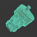 Old Yellow Industrial Mechanical Part With Worn Metal Structure And Holes