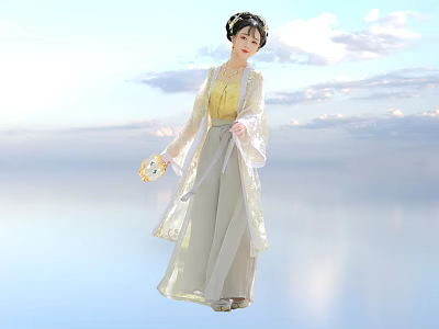 Ancient costume beauty Hanfu character 3d model