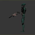 Green Futuristic Mechanical Robot Character With Detailed Armor And Body Structure