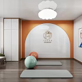 Yoga Studio Interior With Swings Mats And Decor 3d model