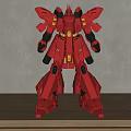 Highly Detailed Red Mecha Robot Model With Armor And Weapon Parts
