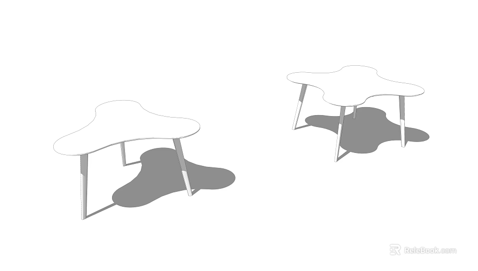 Cloud Shaped Modern Conference Table With Stylish Metal Legs And Shadow Effect 3d model