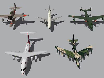 Various Types Of Airplane Models In Different Colors And Designs Displayed Together 3d model