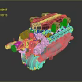 Highly Detailed 3D Engine Model With Mechanical Components Pipes And Casing