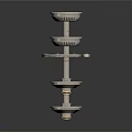 White Three Tiered Decorative Stand With Round Tiers And Curved Arm