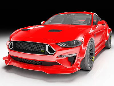 Red Sports Car With Aggressive Front Design And Aerodynamic Body Kit 3d model
