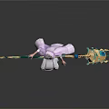 Man In Purple Robe With White Hair Riding Green Flying Mount With Golden Decorations