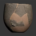 Antique Earthenware Bowl With Visible Cracks And Restored Fragments