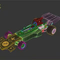 Black Classic Race Car With Gold Accents And Aerodynamic Rear Wing Design