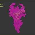 Fantasy Game Movie Character Head With Floral Flame Like Ornaments And Gold Green Brown Textured Surface