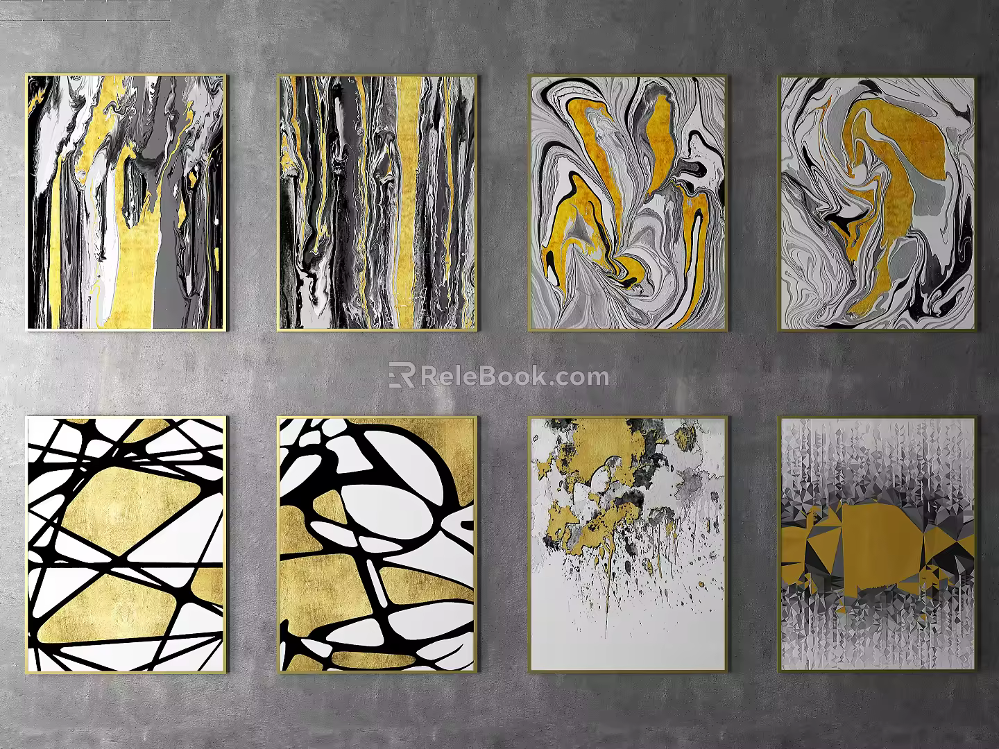 Modern Abstract Painting Abstract Hanging Picture Combination 3d model