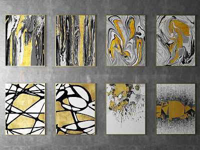 Modern Abstract Painting Abstract Hanging Picture Combination 3d model