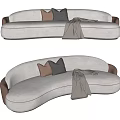 Modern Multiplayer Sofa Curved Multiplayer Sofa 3d model