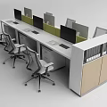 Modern Office Workstations Interior Setup With Partitions Computers And Ergonomic Chairs 3d model