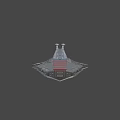 Interstellar Metal Fighter Ship With Detailed Red Gray Design In Cosmic Space