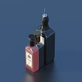Modern Black And Red Bottles Featuring Sharp Nozzle And Label Design