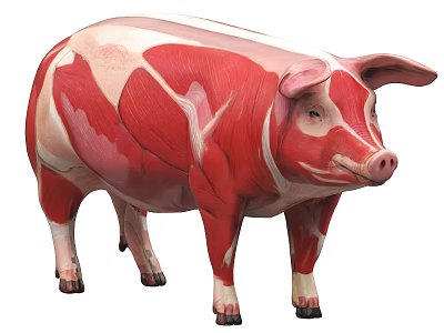 Detailed Anatomical Illustration Of Pig Showing Muscle Structure And Body Muscle Groups 3d model