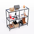 Modern Metal Frame Shoe Rack With Glass Shelves And Storage For High Heels Boots Handbags