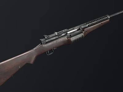 Classic Vintage Rifle With Wooden Stock Long Barrel And Metal Components 3d model