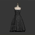 Black Strapless Evening Dress With Sparkling Sequin Details On Mannequin Stand