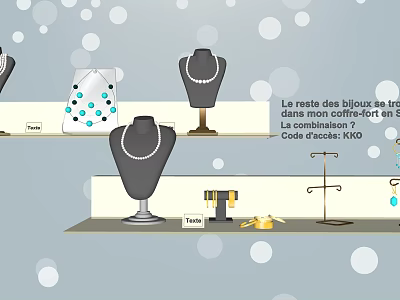 Chic Jewelry Display With Mannequins Necklaces Rings And Stand Accessories 3d model