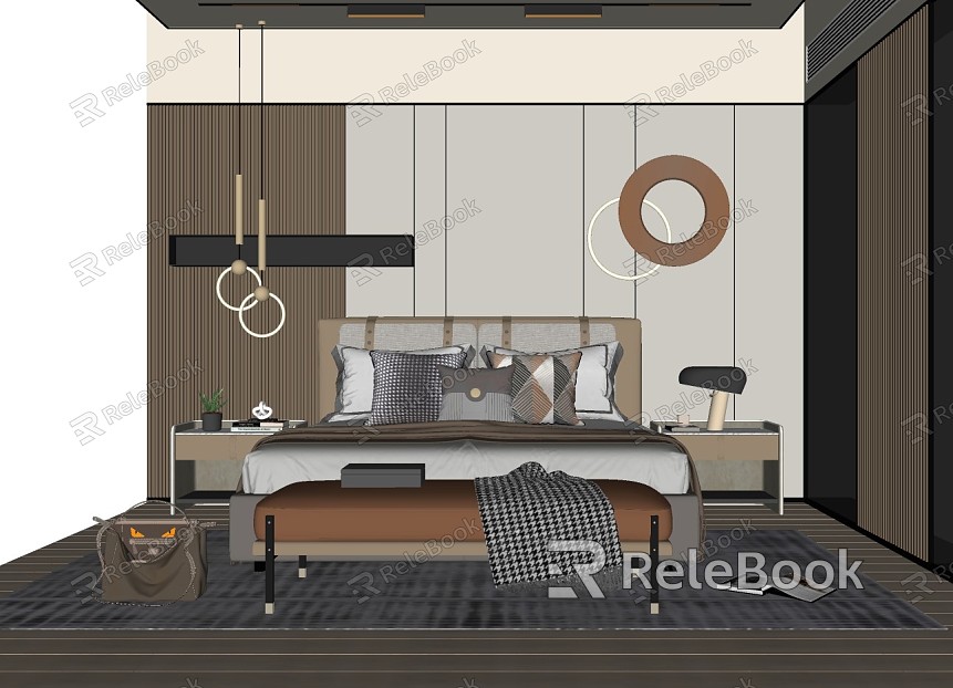 Modern background double bed model