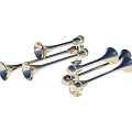 Shiny Metal Horns With Multiple Bells And Gold Blue Metallic Finish