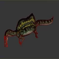Standing Spinosaurus Dinosaur With Green Yellow Sail And Red Head Body Model