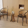 Middle-ancient style leisure chair side combination 3d model