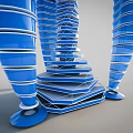 Modern Futuristic Office Building With Spiral Blue And White Exterior Design And Innovative Architectural Structure